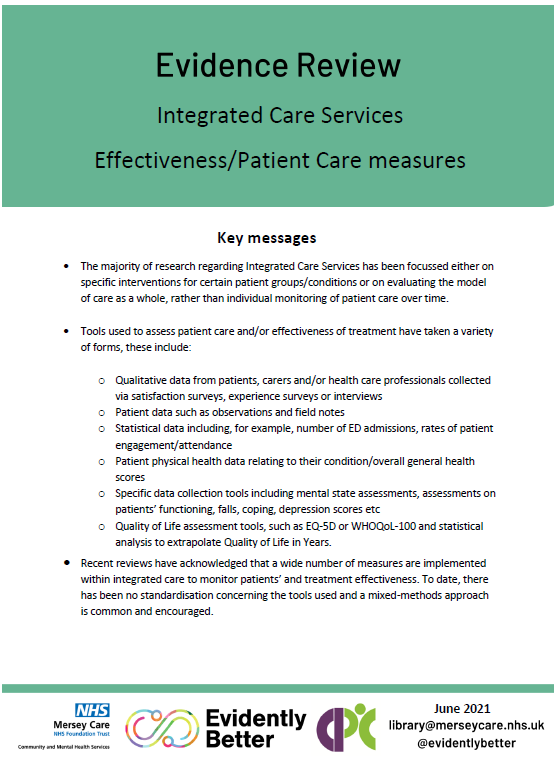 Integrated Care Services- Effectiveness Measures - Evidently Better